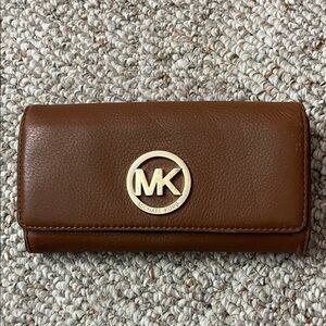 Michael Kors Tan Leather Wallet with Gold Logo